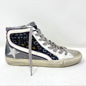Golden Goose High Top SLIDE Women Sneakers Denim Leo LTD Edition US 8 EU 38